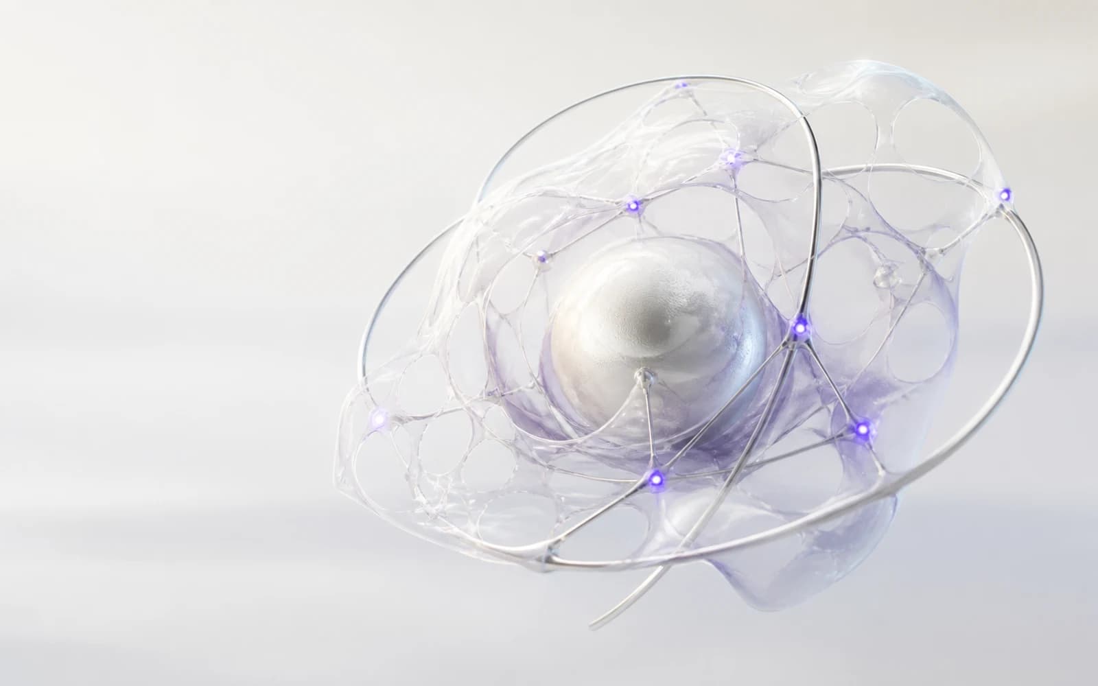 Abstract translucent clinical technology structure with orbital rings